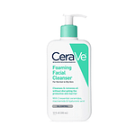 Bottle of CeraVe Foaming Facial Cleanser in clear white background