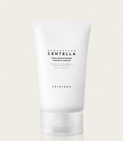 Tube Of SKIN1004 Madagascar Centella Tone Brightening Capsule Cream surrounded in plain background